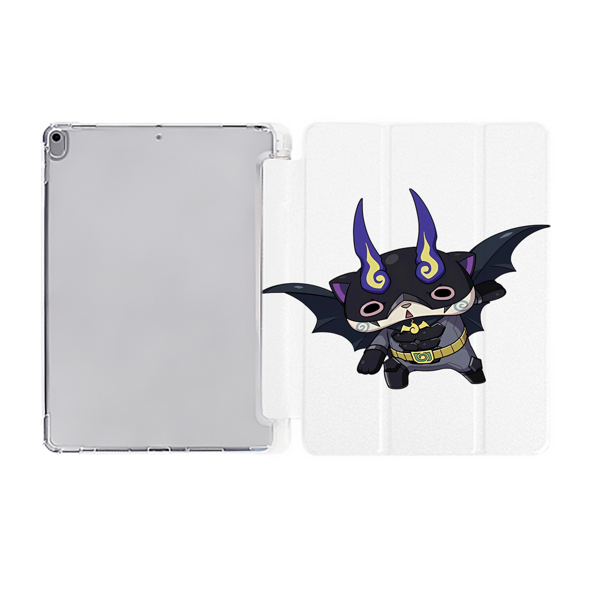 （画像用） 妖怪ウォッチ Yo-kai Watch IPad ケース ペン収納付き 三つ折りスタンド PUレザー×シリコン 対応機種9.5/10.5/10.9インチ